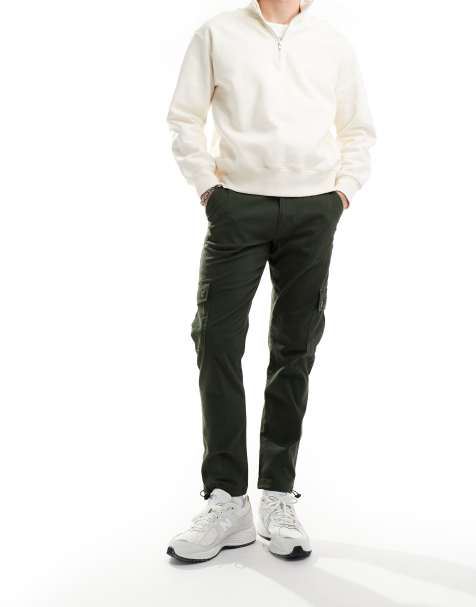 ASOS DESIGN – Mörka, khakifärgade cargobyxor med avsmalnad design - view 1
