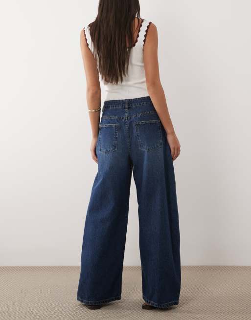 ASOS DESIGN – Mörka, tvättade jeans med barrelben och justerbar midja, 2 av 5