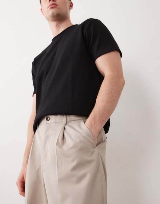 ASOS DESIGN – Mörkbeige finbyxor med veck och ledig passform, 5 av 5