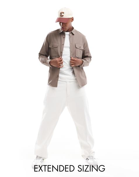 ASOS DESIGN – Mörkbeige overshirt i bomull - view 1