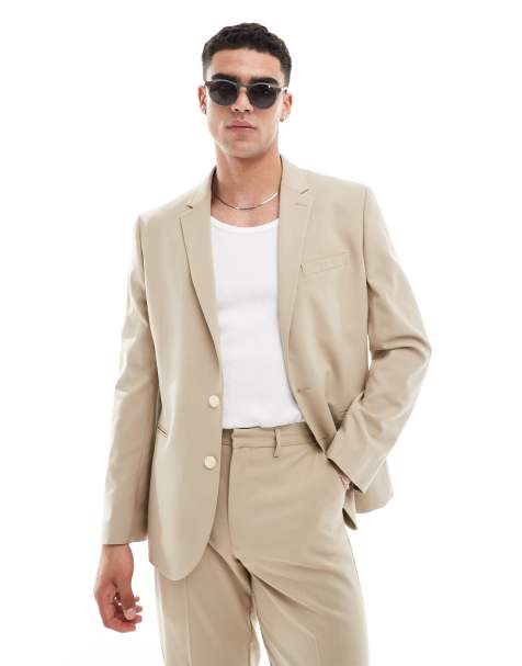 ASOS DESIGN – Mörkbeige, smal kavaj, del av kostym - view 1