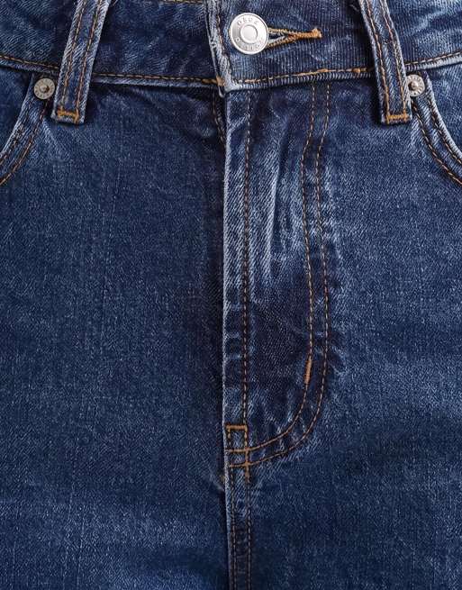 ASOS DESIGN – Mörkblå, ankellånga jeans med raka ben och bekväm stretch, 7 av 7
