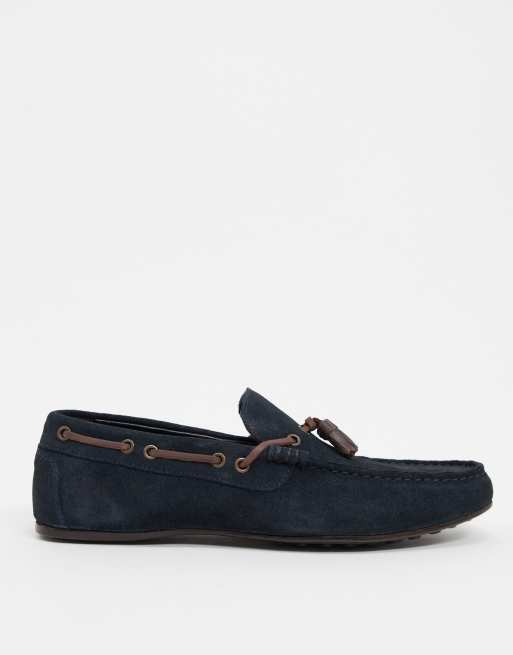 ASOS DESIGN – Mörkblå bilskor i mocka med snörning, 3 av 4
