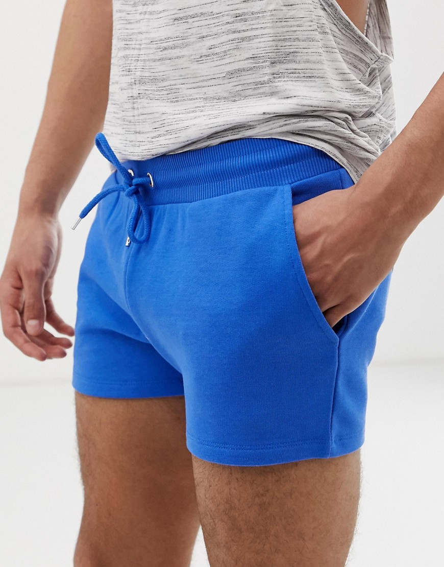 ASOS DESIGN – Mörkblå, extra korta jersey-shorts med extra smal passform