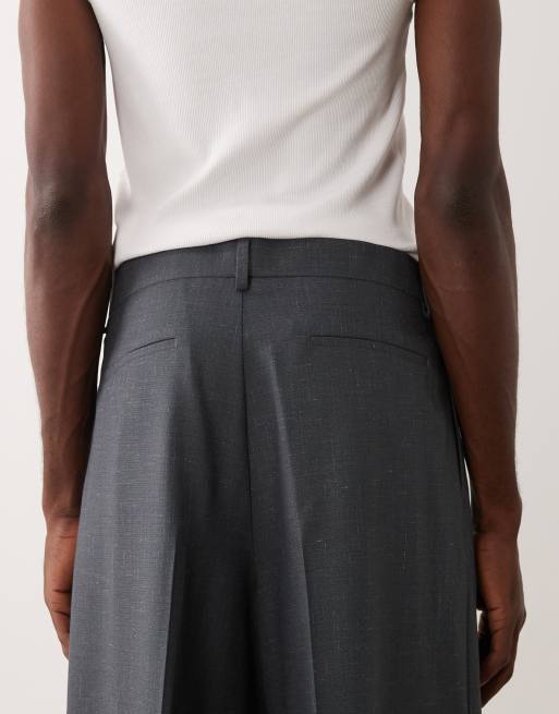 ASOS DESIGN – Mörkblå, figursydda shorts i bermudamodell med denimstil, oversize-passform och veck, 5 av 5