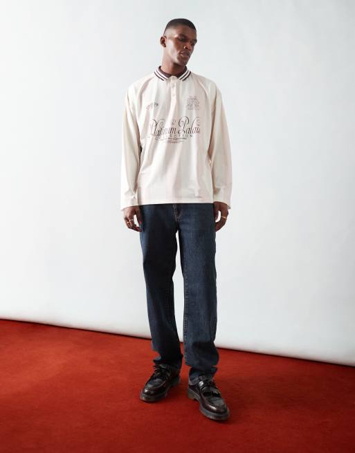 ASOS DESIGN – Mörkblå jeans med raka ben och tvättad finish