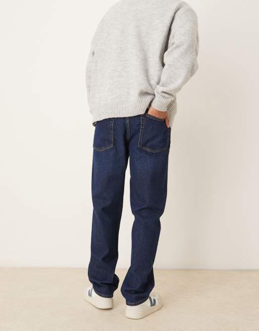 ASOS DESIGN – Mörkblå jeans med raka ben och tvättad finish, 2 av 5