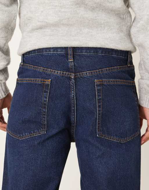 ASOS DESIGN – Mörkblå jeans med raka ben och tvättad finish, 4 av 5