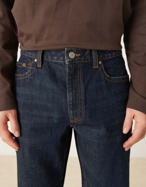 ASOS DESIGN – Mörkblå jeans med raka ben och tvättad finish, 4 av 5