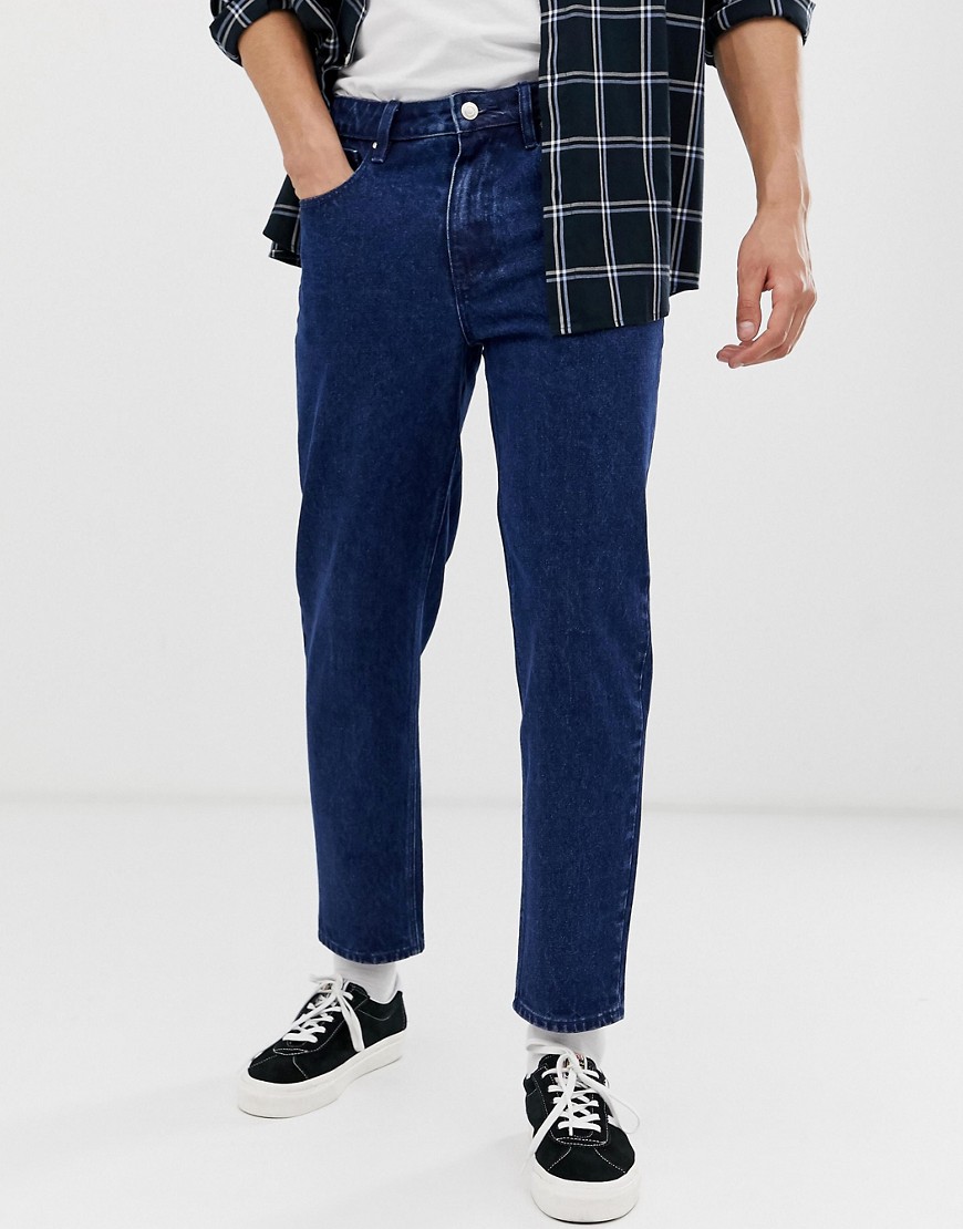 ASOS DESIGN – Mörkblå klassiska jeans utan stretch