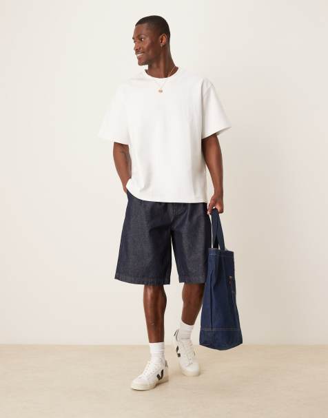 ASOS DESIGN – Mörkblå, långa jorts med veck i denim - view 1