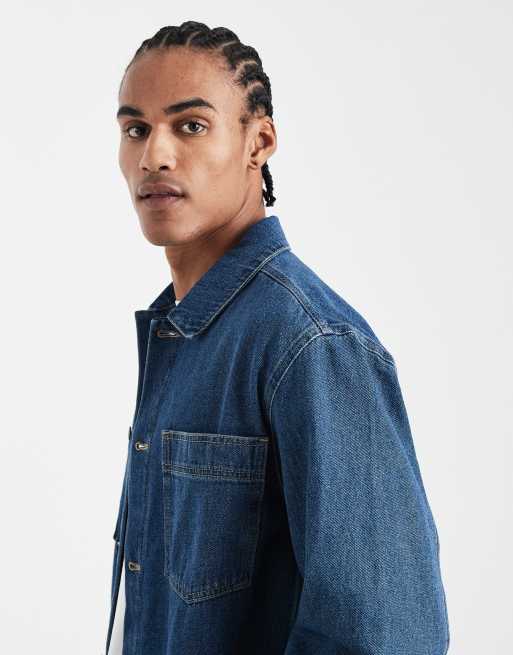 ASOS DESIGN – Mörkblå, tonad jeansskjorta med långa ärmar, 4 av 5