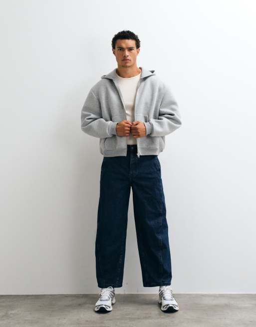 ASOS DESIGN – Mörkblå, tvättade jeans med barrelben och dekorativa sömmar, 3 av 5