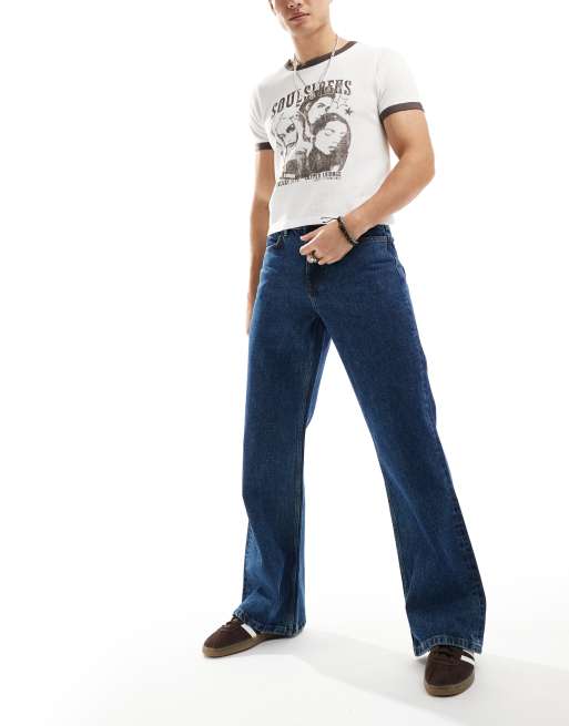 ASOS DESIGN – Mörkblå utsvängda jeans i vintagestil, 5 av 5