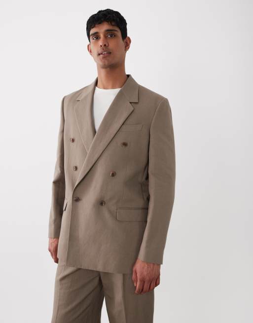 ASOS DESIGN – Mörkbrun, avsmalnande kostym i oversize av linnerikt tyg, 3 av 3