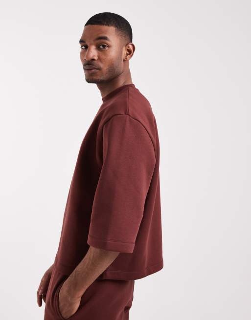 ASOS DESIGN – Mörkbrun, avslappnad sweatshirt med korta ärmar, del av set, 3 av 5