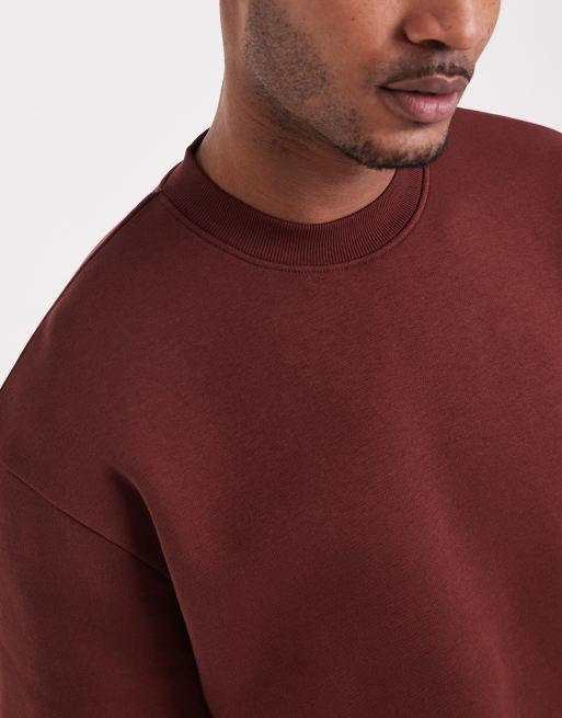 ASOS DESIGN – Mörkbrun, avslappnad sweatshirt med korta ärmar, del av set, 5 av 5