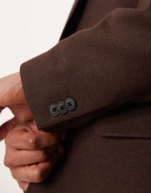 ASOS DESIGN – Mörkbrun kavaj i ullmix med smal passform, del av kostym, 5 av 5