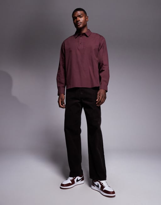 ASOS DESIGN – Mörkbrun skjorta av poplin i oversize och dra på-stil, 2 av 5