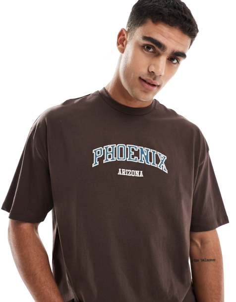 ASOS DESIGN – Mörkbrun t-shirt i oversize med applikation - view 1