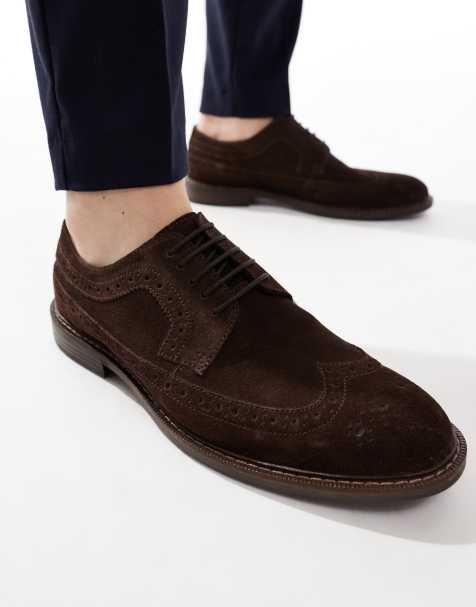 ASOS DESIGN – Mörkbruna brogueskor i mocka med snörning - view 1