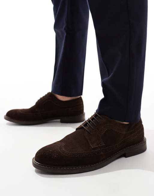 ASOS DESIGN – Mörkbruna brogueskor i mocka med snörning, 3 av 4