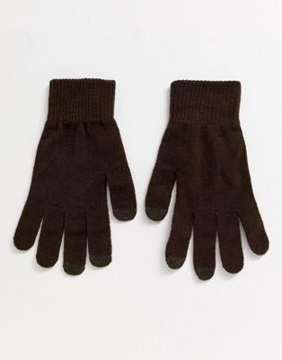 ASOS DESIGN – Mörkbruna handskar för touchscreen