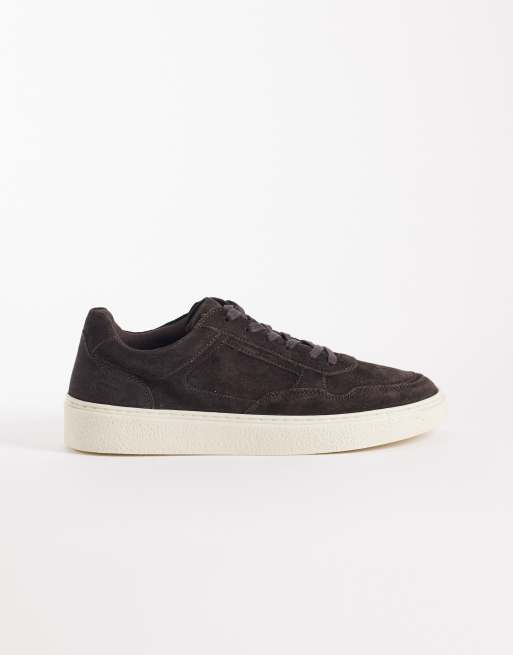 ASOS DESIGN – Mörkbruna sneakers i mocka med paneler, 3 av 5