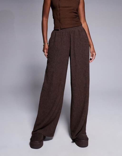 ASOS DESIGN – Mörkbruna, strukturerade byxor med vida ben, 3 av 5