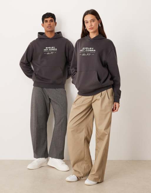 ASOS DESIGN – Mörkgrå, avslappnad huvtröja med Cobra-tryck i unisex-modell, 4 av 4