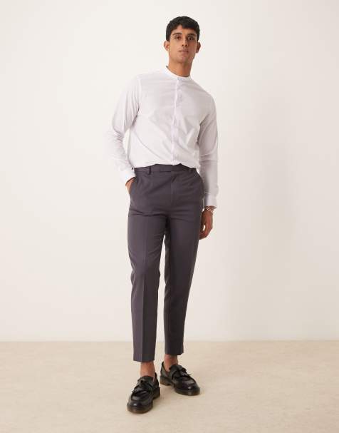 ASOS DESIGN – Mörkgrå avsmalnande finbyxor - view 1
