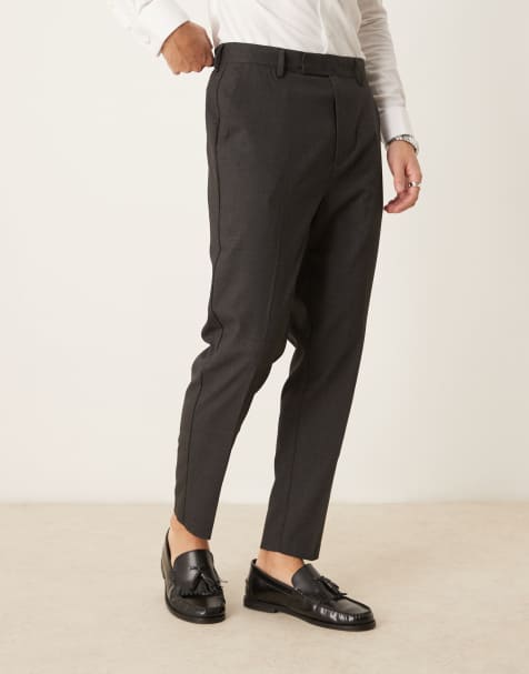 ASOS DESIGN – Mörkgrå, avsmalnande finbyxor - view 1