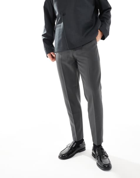 ASOS DESIGN – Mörkgrå, avsmalnande finbyxor - view 1