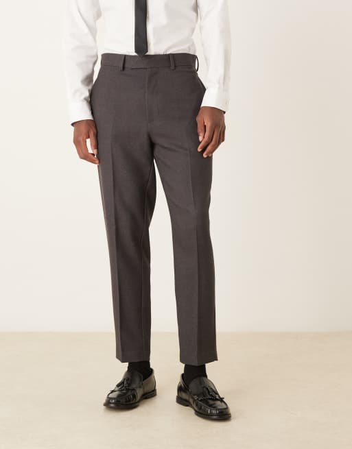 ASOS DESIGN – Mörkgrå, avsmalnande kostymbyxor i borstad twill, del av kostym, 2 av 5