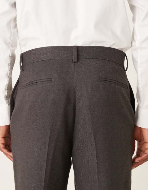 ASOS DESIGN – Mörkgrå, avsmalnande kostymbyxor i borstad twill, del av kostym, 4 av 5