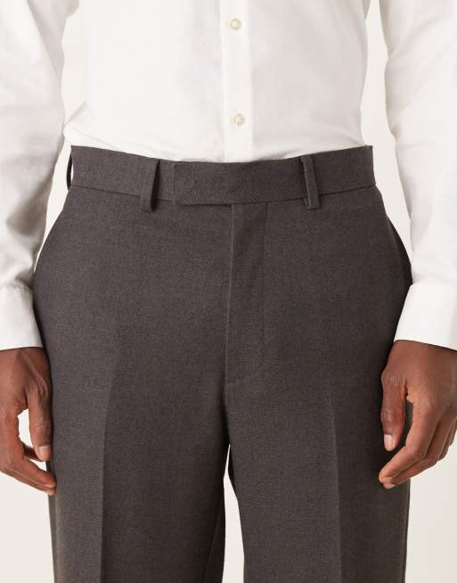 ASOS DESIGN – Mörkgrå, avsmalnande kostymbyxor i borstad twill, del av kostym, 5 av 5