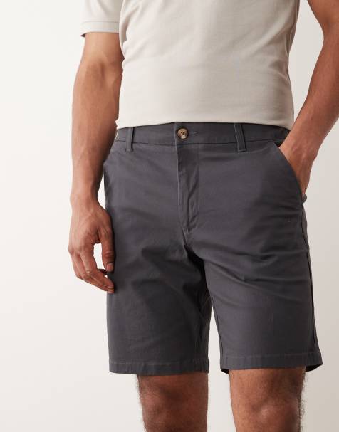 ASOS DESIGN – Mörkgrå chino-shorts med smal passform - view 1