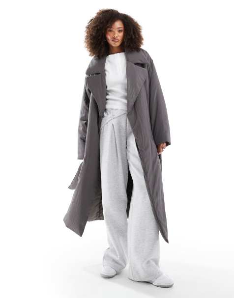 ASOS DESIGN – Mörkgrå, enkel pufferkappa i lång modell - view 1