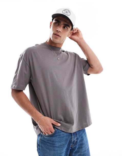 ASOS DESIGN – Mörkgrå, enkel t-shirt i oversize - view 1