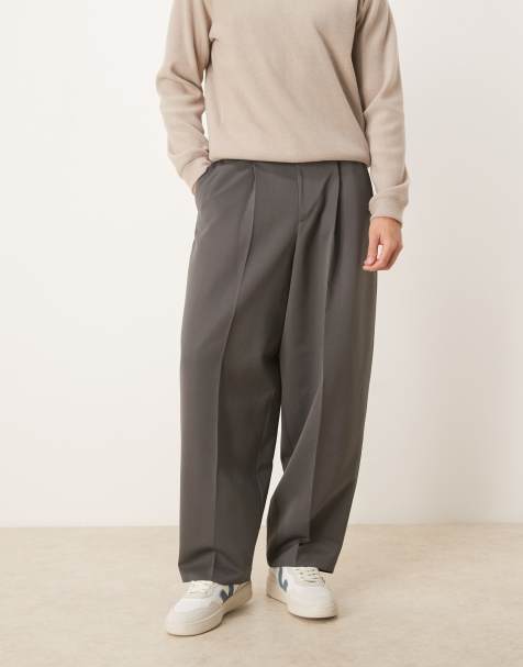 ASOS DESIGN – Mörkgrå finbyxor med veck och extra avsmalnande passform - view 1