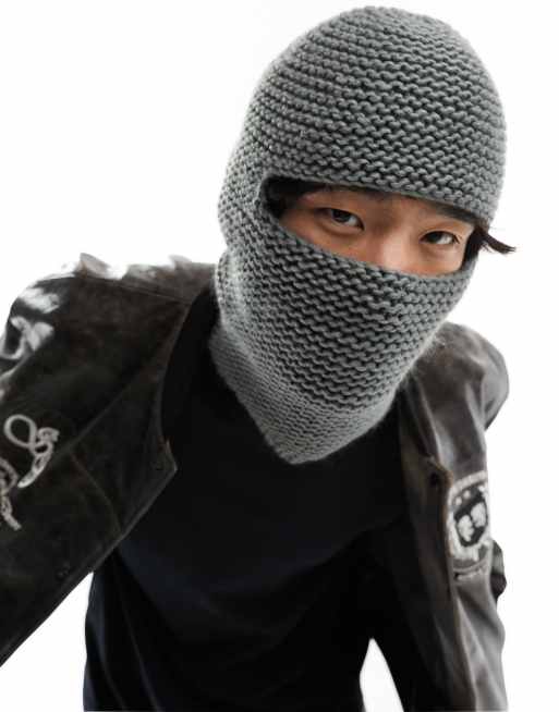 ASOS DESIGN – Mörkgrå grovstickad balaclava