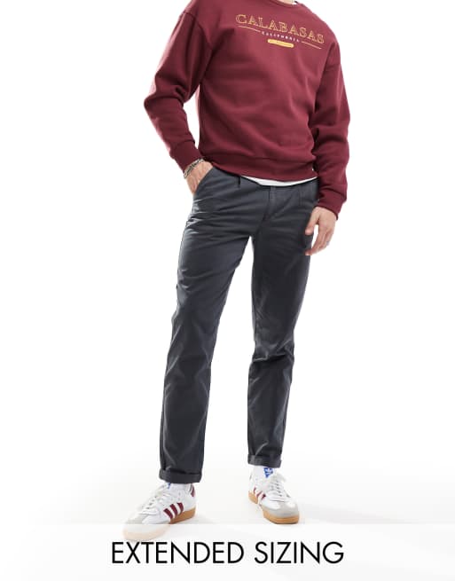 ASOS DESIGN – Mörkgrå klassiskt styva chinos