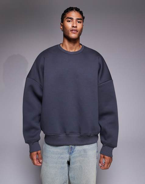 ASOS DESIGN – Mörkgrå, kraftig sweatshirt i extra oversize av scubaliknande material - view 1