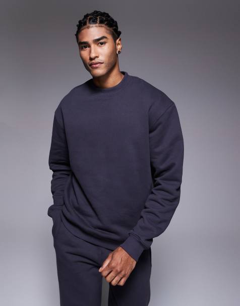 ASOS DESIGN – Mörkgrå, kraftig sweatshirt i oversize och 400gsm, del av set - view 1