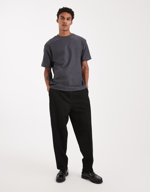 ASOS DESIGN – Mörkgrå, kraftig t-shirt med avslappnad, boxig passform och sänkt axelsöm, 2 av 5