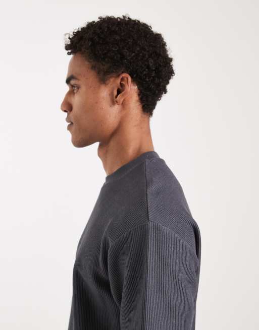 ASOS DESIGN – Mörkgrå, kraftig t-shirt med avslappnad, boxig passform och sänkt axelsöm, 3 av 5