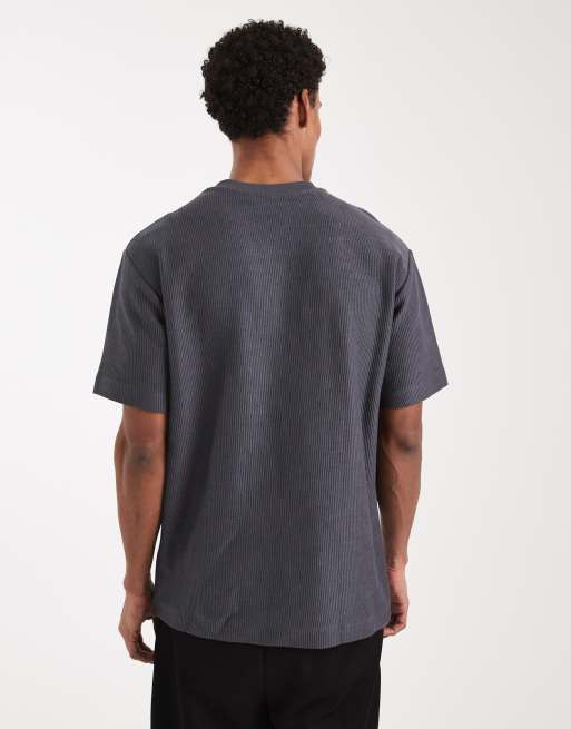 ASOS DESIGN – Mörkgrå, kraftig t-shirt med avslappnad, boxig passform och sänkt axelsöm, 5 av 5