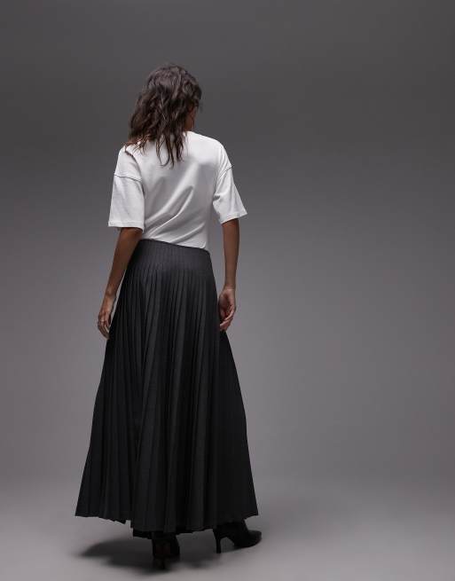 ASOS DESIGN – Mörkgrå, plisserad maxikjol, 3 av 5