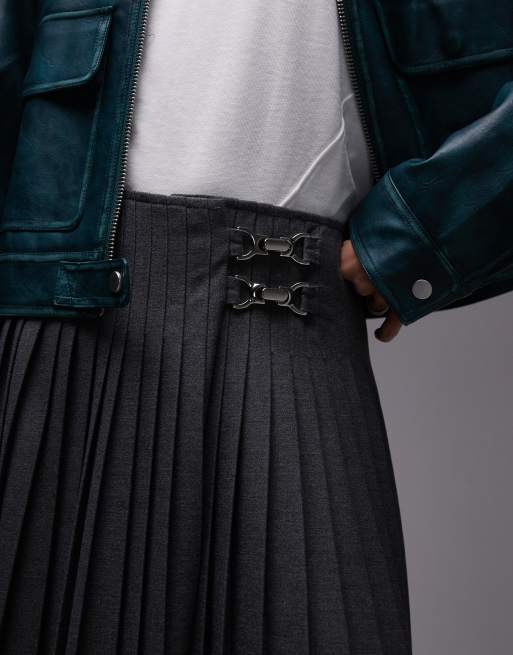 ASOS DESIGN – Mörkgrå, plisserad maxikjol, 4 av 5