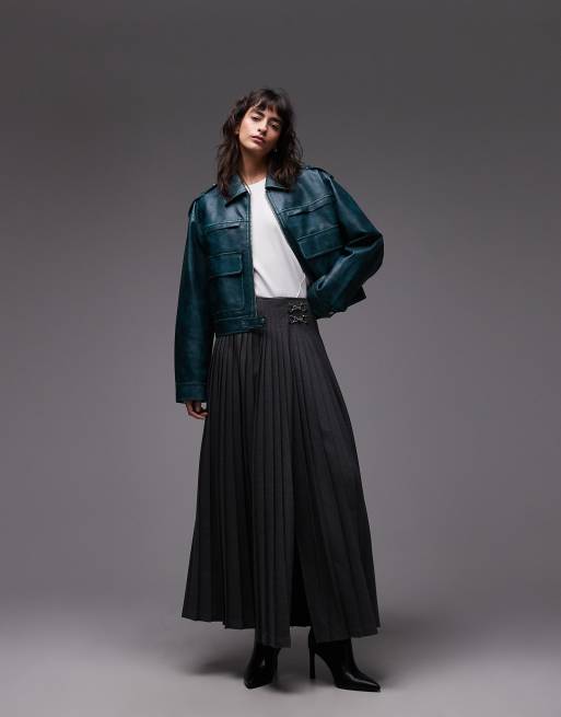 ASOS DESIGN – Mörkgrå, plisserad maxikjol, 5 av 5